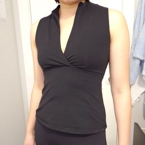 Lululemon v neck collared black top